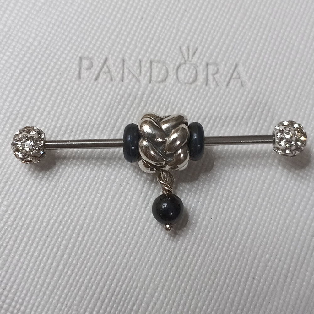 Pandora Vintage 2007 Black Onyx Braided Bail Dangle Charm 2 Listed Separately